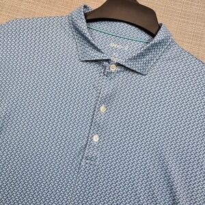Johnnie-O Polo Shirt Mens XL Blue Geometric Golf Performance UPF 50 Stretch